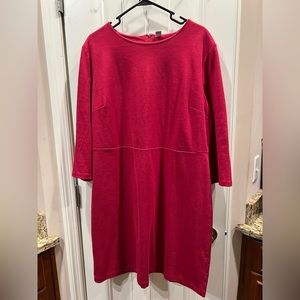 Old Navy Red Dress Sz XXL 3/4 Sleeves Zip Back 2x